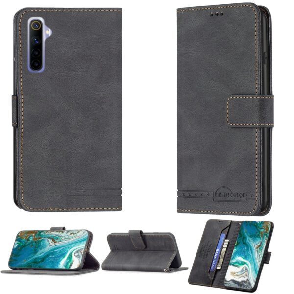 Realme 6 Serie Stilvolle Flip Handyhülle aus Leder